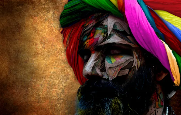 Face, color, male, beard, turban