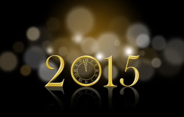 Watch, new year, bokeh, 2015