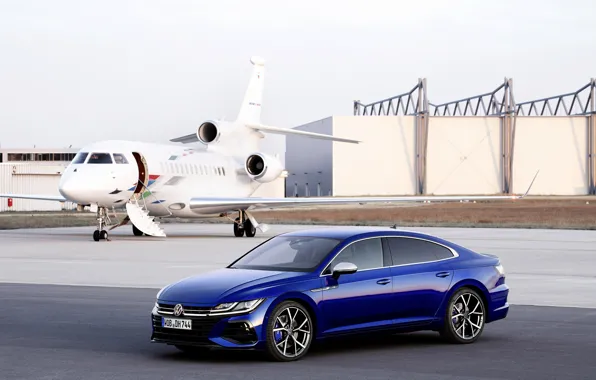 Blue, Volkswagen, liftback, 2020, Arteon, Arteon R, the plane