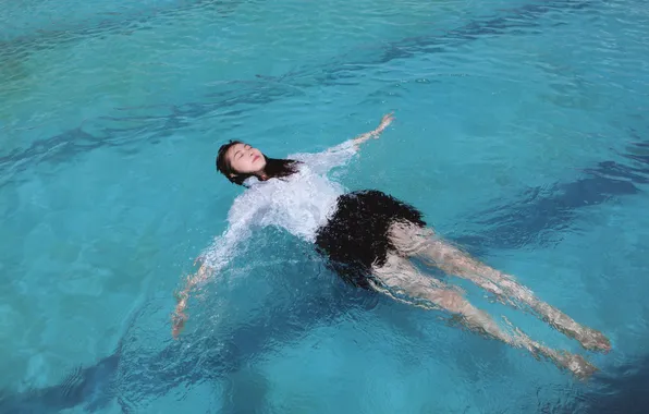 Asian, Model, Water, Woman, Pool, Japanese, Outdoor, Closed Eyes