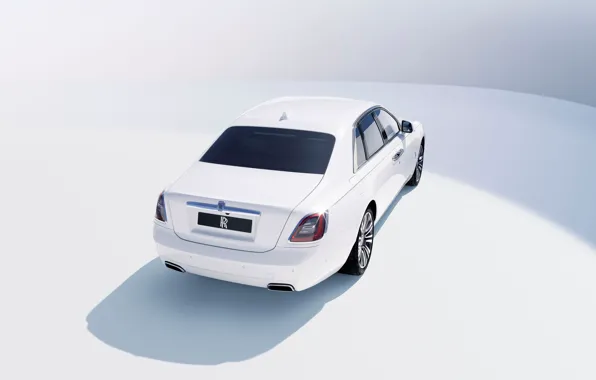 Picture White, Rolls Royce, Ghost, V12, Back, 2020, 571 HP, Light background