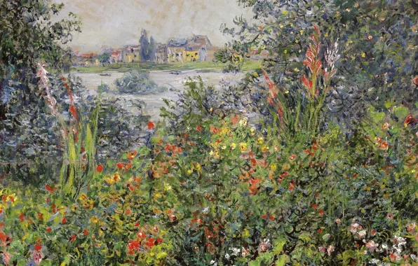 Landscape, picture, Claude Monet, Flowers in Vétheuil