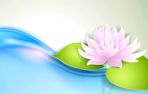 Flower, leaves, water, collage, petals, Lotus, postcard