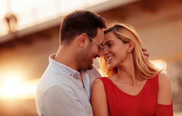 Girl, love, smile, feelings, hugs, pair, male, lovers