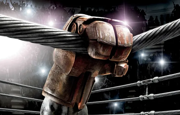 Picture fiction, robot, hand, Boxing, hall, the ring, ropes, glove