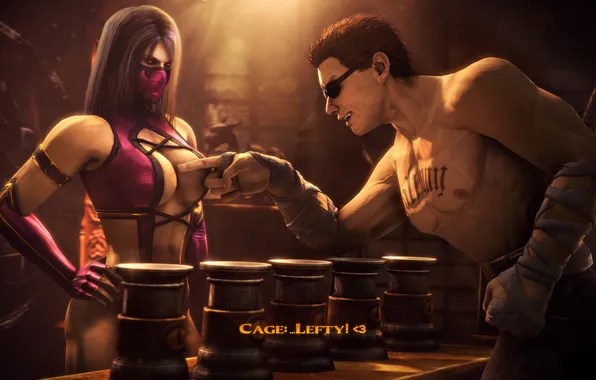Picture the game, mortal kombat, Mileena, Johnny Cage