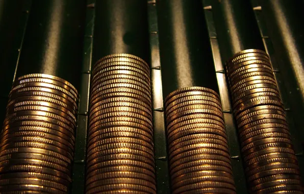 Macro, photo, coins, stack