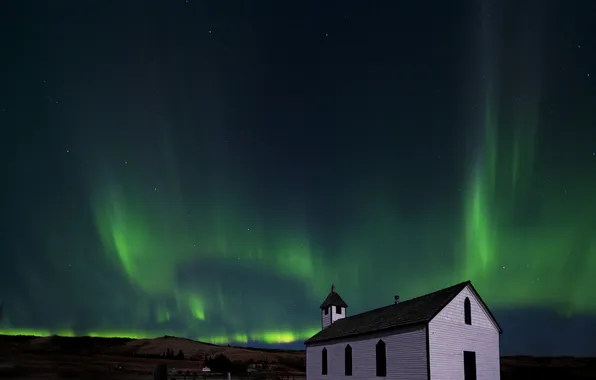 Picture the sky, Northern lights, Church