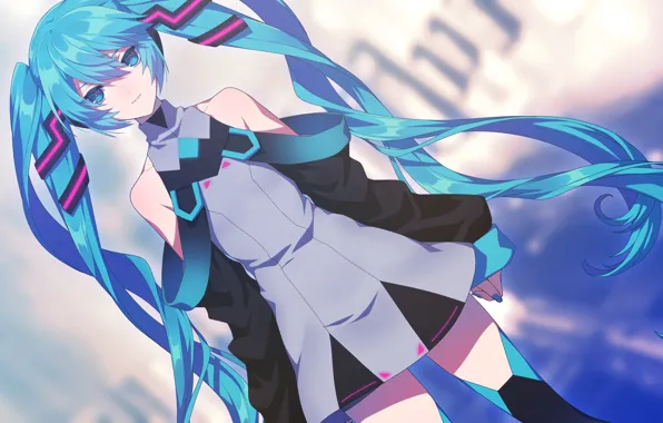 Girl, Hatsune Miku, Vocaloid, Vocaloid, long hair, Hatsune Miku, tails, matsuda toki