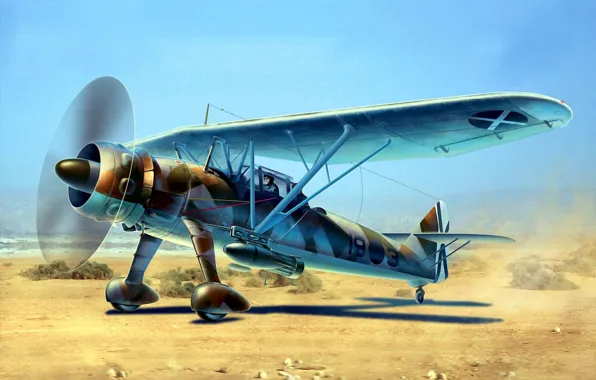 Picture war, art, airplane, painting, aviation, HS 126A-1