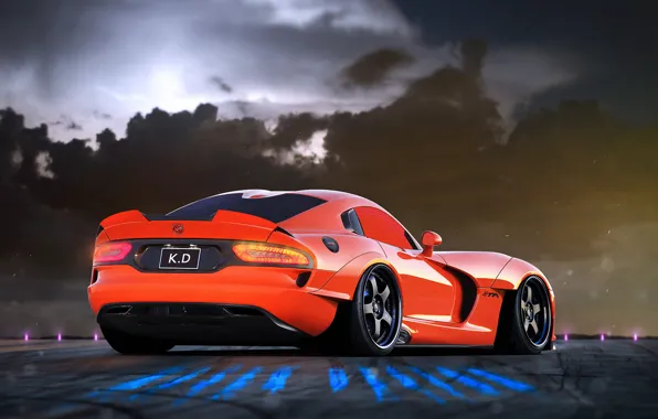 Auto, Machine, Dodge, Orange, Car, Viper, Dodge Viper, Muscle