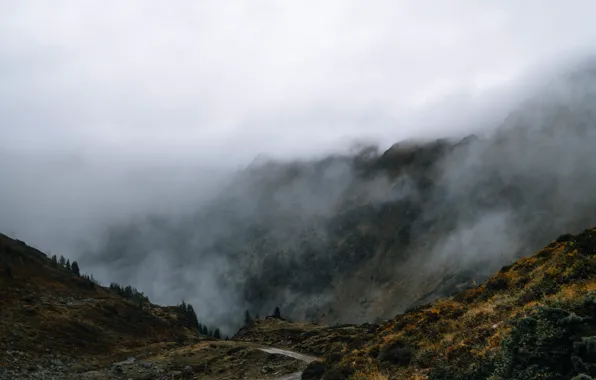 The sky, mountains, nature, fog, rocks, Austria, path, Austria