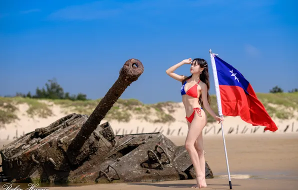 Beach, swimsuit, the sun, landscape, sexy, pose, model, body