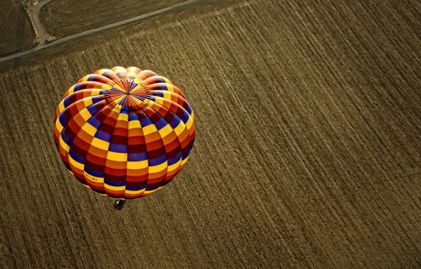 Road, field, strip, balloon, earth, view, the view from the top