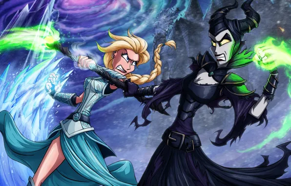 Picture Frozen, Disney, Elsa, Elsa, Maleficent, Maleficent, Snow Queen, Cold heart