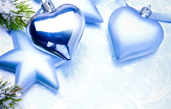 Heart, toys, star, New Year, blue, Christmas, the scenery, Christmas