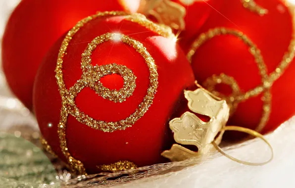 Balls, holiday, balls, pattern, new year, Christmas, red, gold