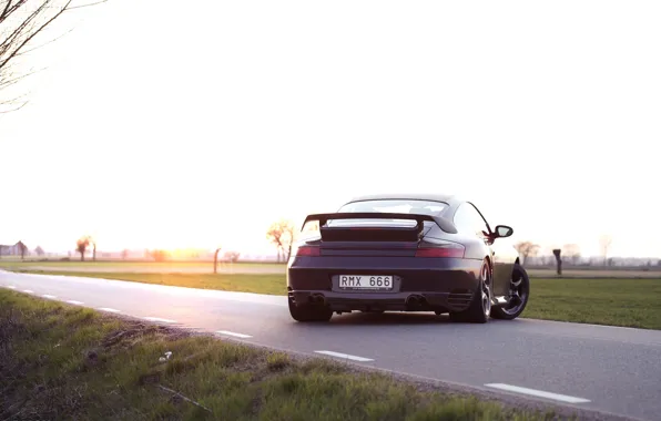 Picture black, 911, Porsche, back, Porsche, black, GT2, 996