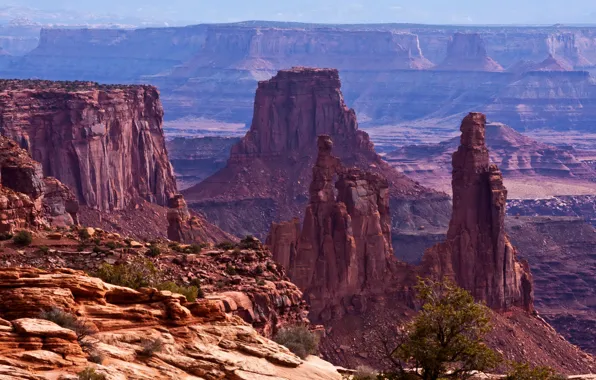 Stones, rocks, canyon, panorama, USA, Mesa Arch, Canyonlands