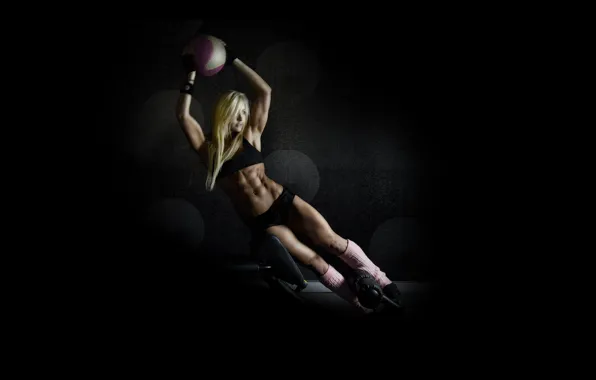 Picture exercise, blonde, pose, fitness, abs, training ball