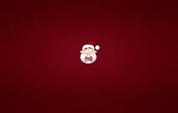 Red, hat, new year, minimalism, head, beard, Santa Claus, Santa Claus