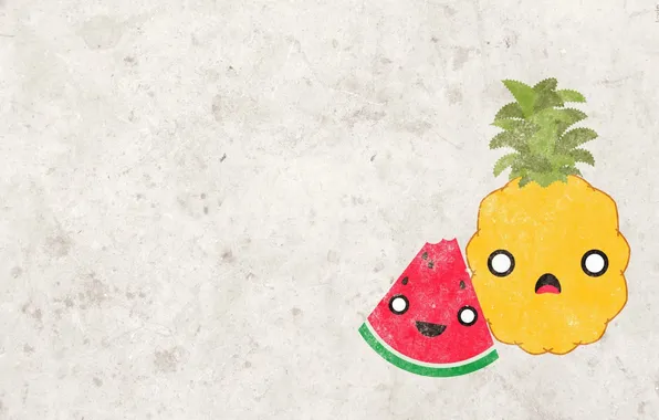 Face, Wallpaper, mood, texture, watermelon, slice, fruit, pineapple