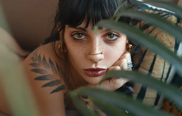 Eyes, look, girl, decoration, portrait, earrings, piercing, brunette