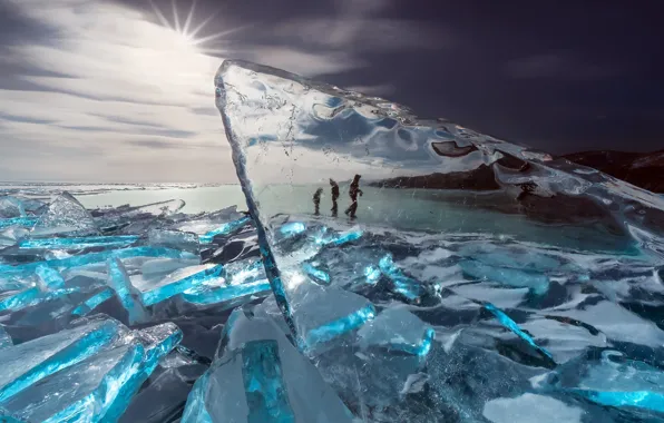 Picture ice, sea, shore