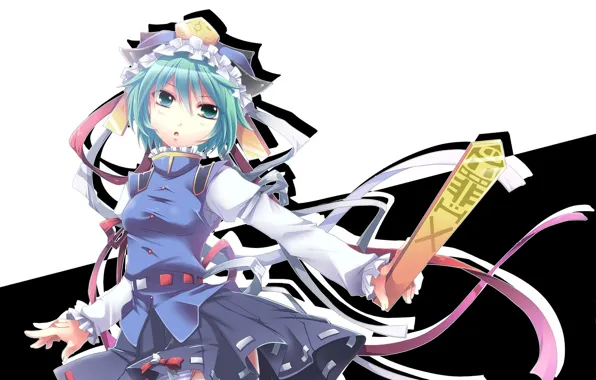 Hat, amulet, priestess, green hair, a magical artifact, Touhou Project, Project East, Shikieiki Yamaxanadu