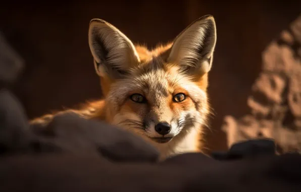 Look, face, light, portrait, Fox, AI art, neural network