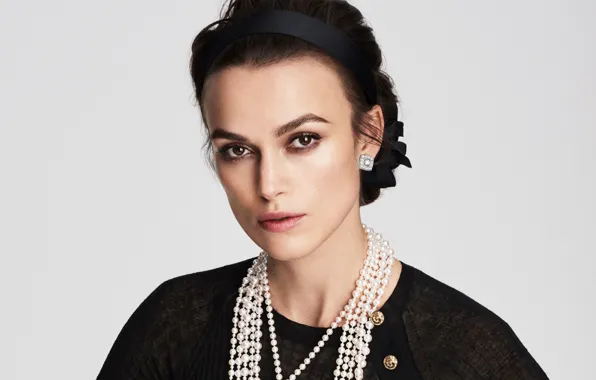 Look, girl, face, portrait, actress, beads, Keira Knightley, Keira Knightley