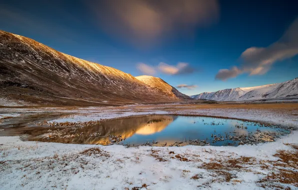 Mountains, lake, Mongolia