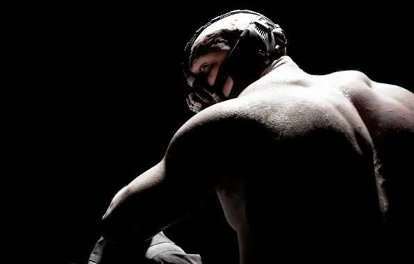 Picture mask, black background, the dark knight, tom hardy, Tom hardy, Bane, the legend, bane