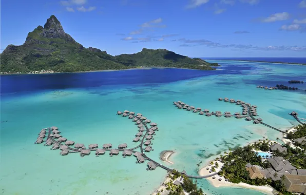 Picture stay, relax, journey, French Polynesia, the island of Bora Bora, The Pacific ocean, bungalovy hotel …