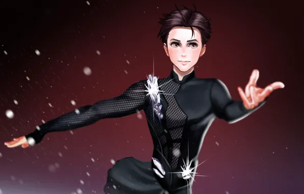 Anime, Snow, art, guy, Yuri on Ice, Yuri on the ice, Yuri Katsuki
