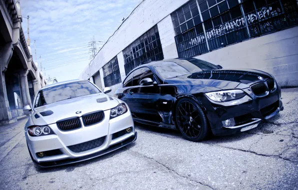 Picture white, BMW, 3Series, two brothers, black