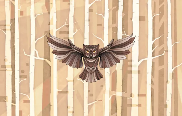 Autumn, forest, owl, wings, owl, by Pyrus-acerba