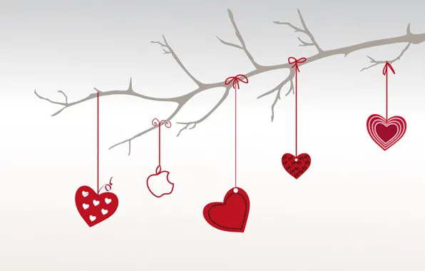 Picture heart, apple, branch, love, Valentine's day, Valentine\'s Day
