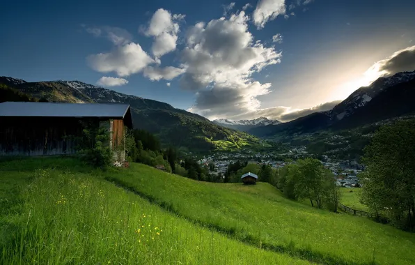 Picture landscape, mountains, home, valley