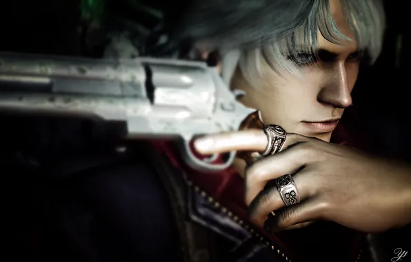 Picture look, face, weapons, hand, ring, Nero, Devil May Cry 4