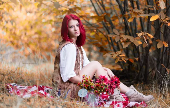 Picture autumn, girl, nature