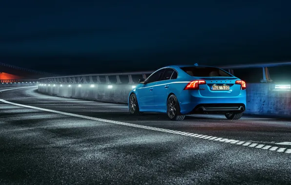 Asphalt, blue, lights, sport, sedan, s60, volvo, Volvo