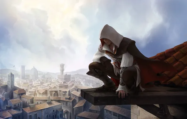 Roof, the city, height, Ezio, Assassin's Creed