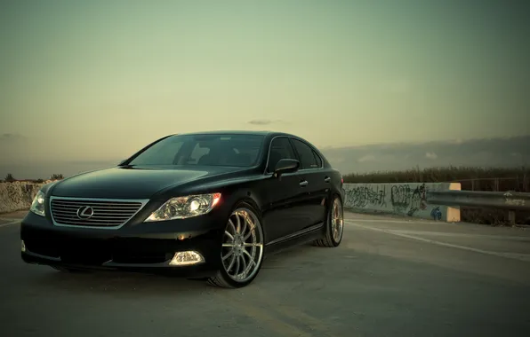 The sky, black, Lexus, black, Lexus, LS460, the front part