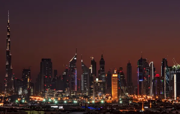 Night, home, Dubai, Dubai, night, Emirates, high-rise buildings., cities