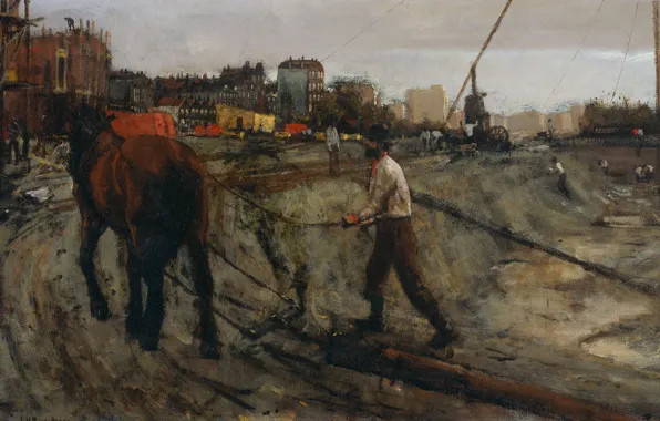 Picture Georg Hendrik Breitner, canvas, picture, oil, George Hendrik Breitner, 1923, Construction site