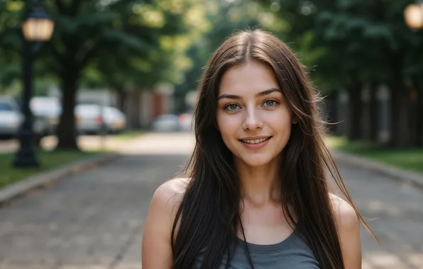 Girl, happiness, smile, Park, art, walk