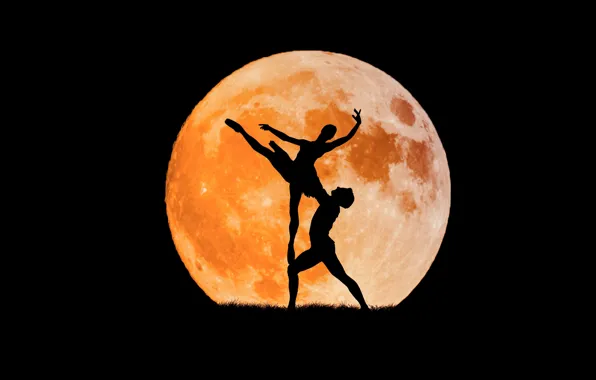 Dance, The moon, silhouette, ballet
