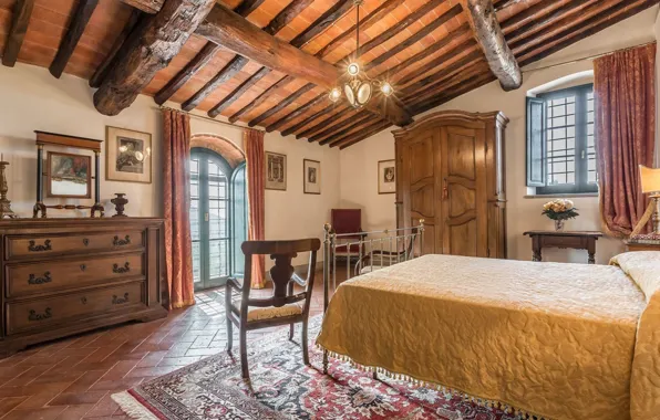 Design, style, interior, Italy, bedroom, Tuscany, 18th century, Villa Dell'Angelo