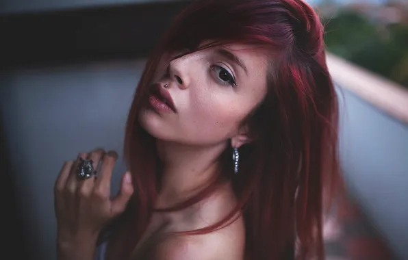 Look, girl, pose, model, hand, portrait, makeup, piercing